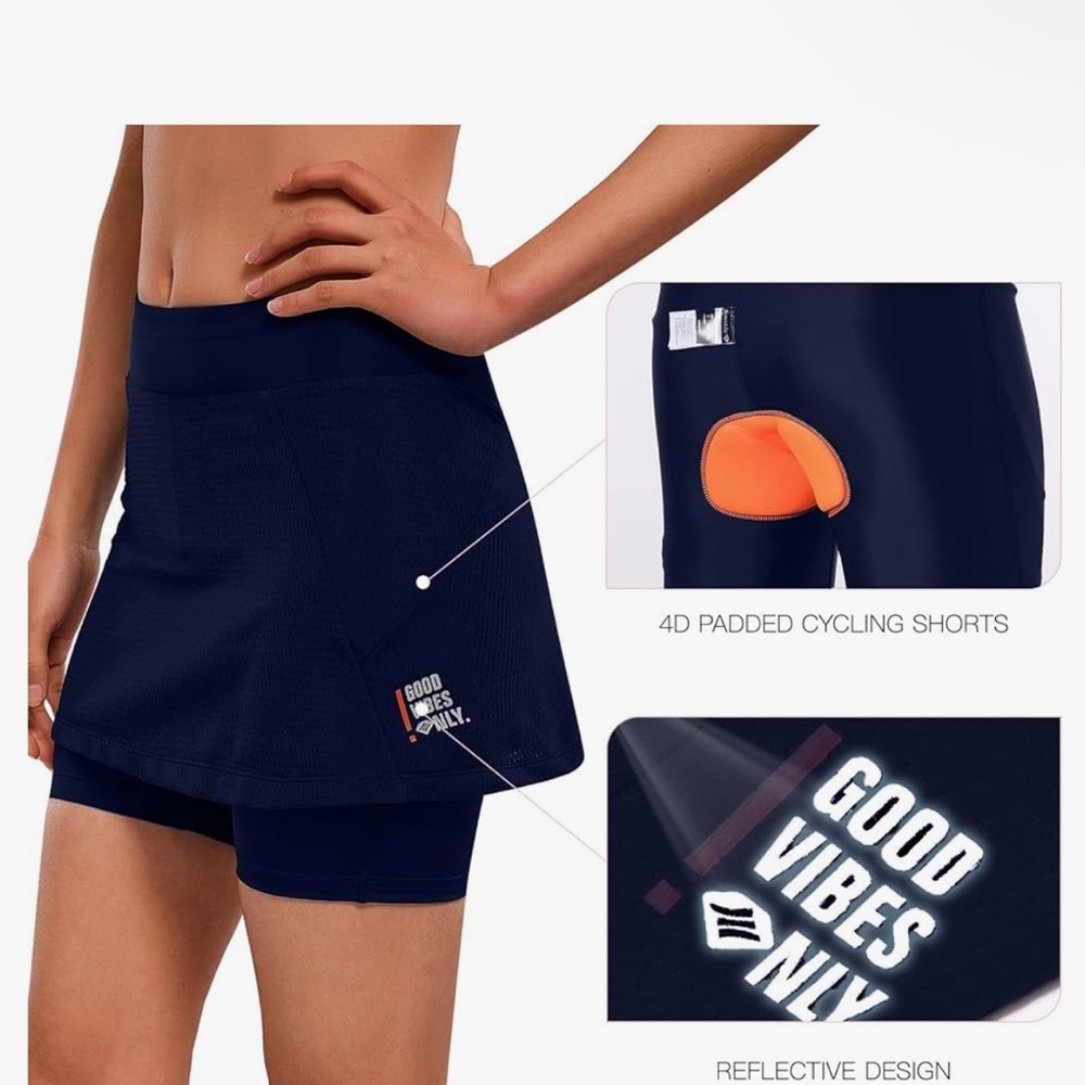Good Vibes Only Navy Women's Cycling Skort